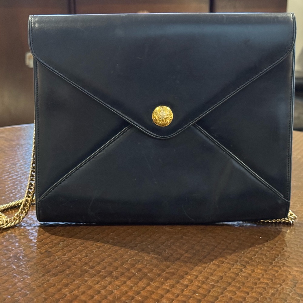 Vintage Polo by Ralph Lauren Black Clutch with Gold Accent